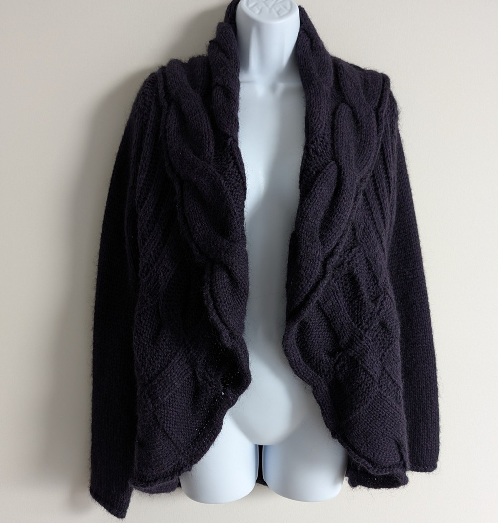 Elizabetta Cardigan Womens Medium Mohair Wool Italy Boho Purple Whimsigoth 90s